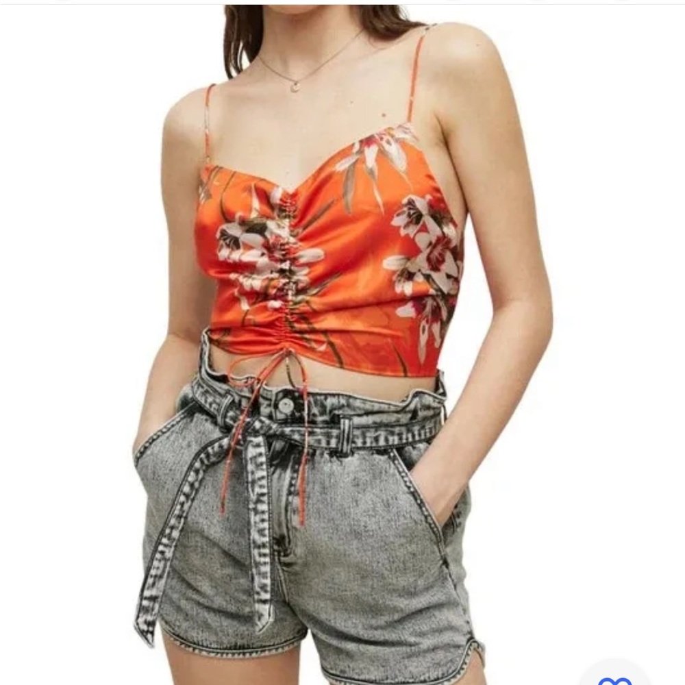 All Saints Floral silk crop top.was bought new tags removed bc wrong size